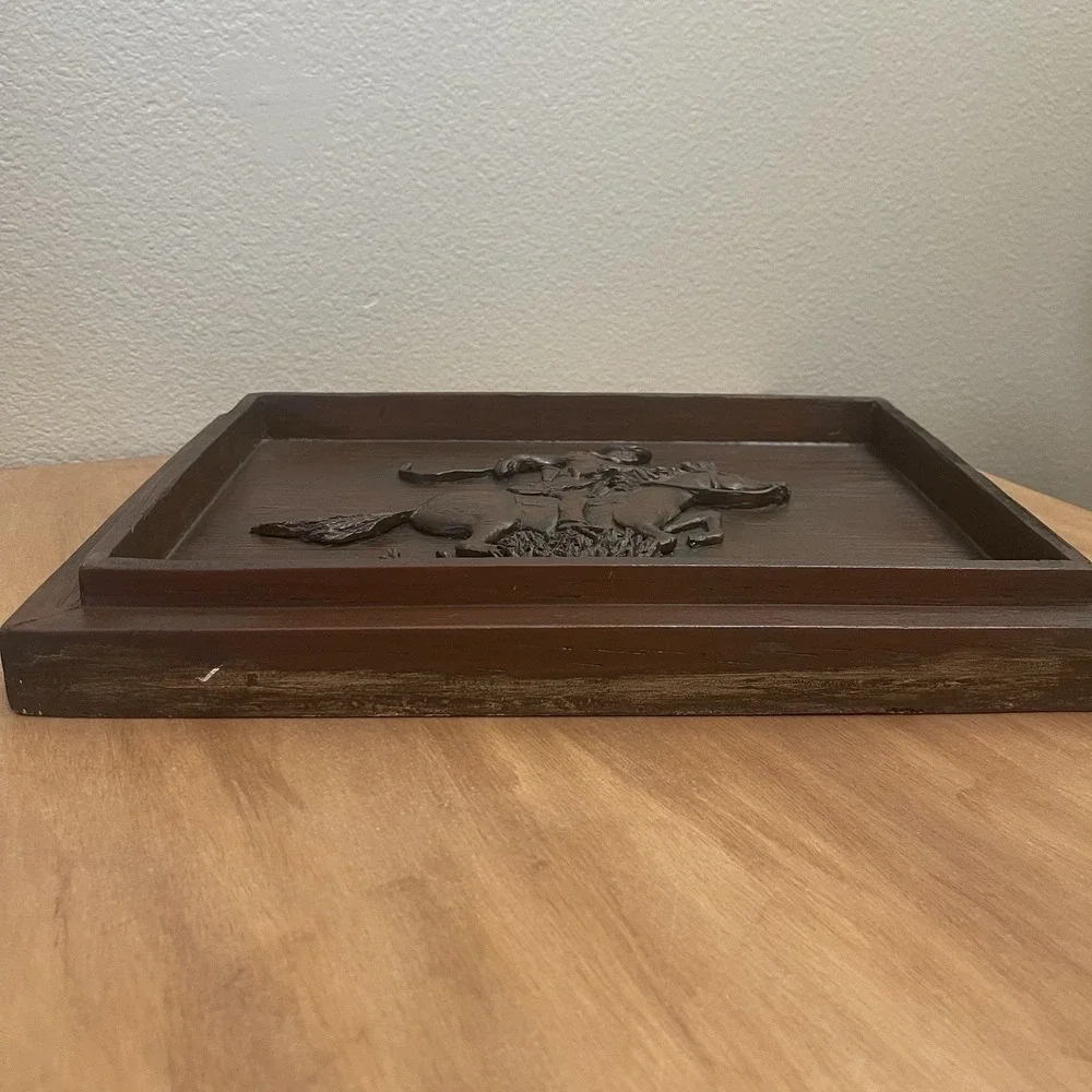 VTG Colorado Carvings Ltd JL Jerome Wood Relief Plaque Western Cowboy & Horse 3D